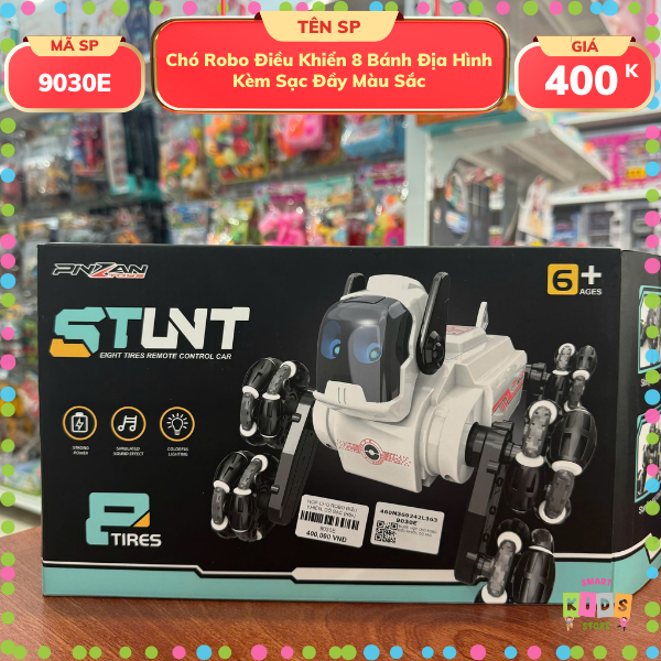 Chó Robo Điều Khiển 8 Bánh Địa Hình Kèm Sạc Đầy Màu Sắc