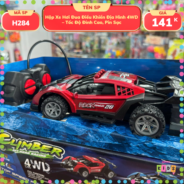 Hộp Xe Hơi Đua Điều Khiển Địa Hình 4WD – Tốc Độ Đỉnh Cao, Pin Sạc