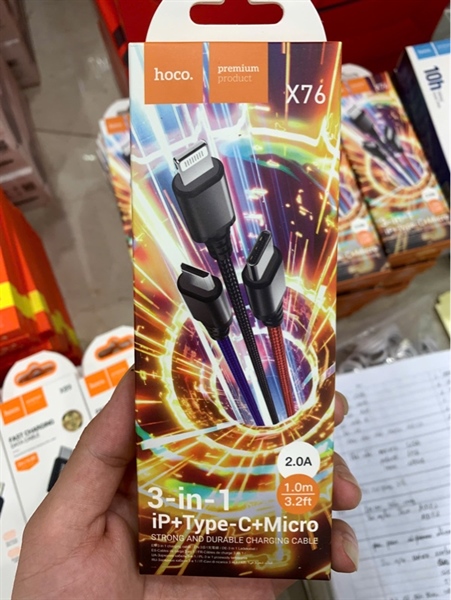 Cáp sạc HOCO X76 3-in-1 1m