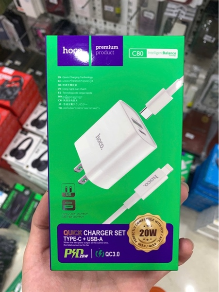 Bộ sạc HOCO C80 1C+1USB 20W