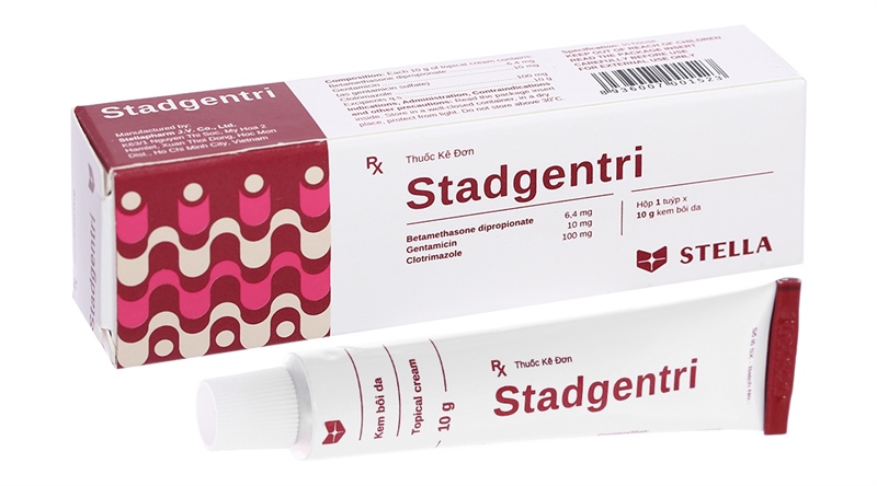 Thuốc Stadgentri (betamethasone dipropionate...) Stella Trị nấm, bệnh về da có biến chứng nhiễm trùng (Tub 10g)