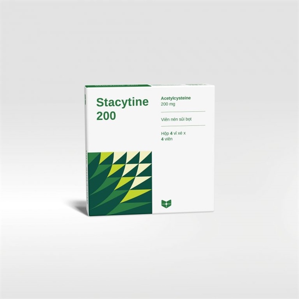 Thuốc Stacytine 200 (Acetylcysteine 200mg) Stella (Viên nén sủi bọt thuốc tiêu chất nhầy) (Hộp 4 vỉ xé x 4 viên)
