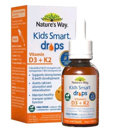 Nature's Way Kids Smart Drops Vitamin D3 + K2 11ml - Úc