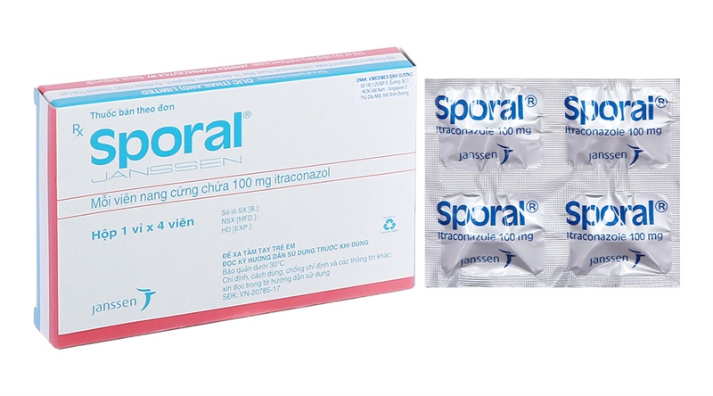 Thuốc Sporal 100mg Jansen - Điều trị nấm phụ khoa, nấm da, nấm móng, và nhiễm nấm toàn thân (H*4viên) (Viên)