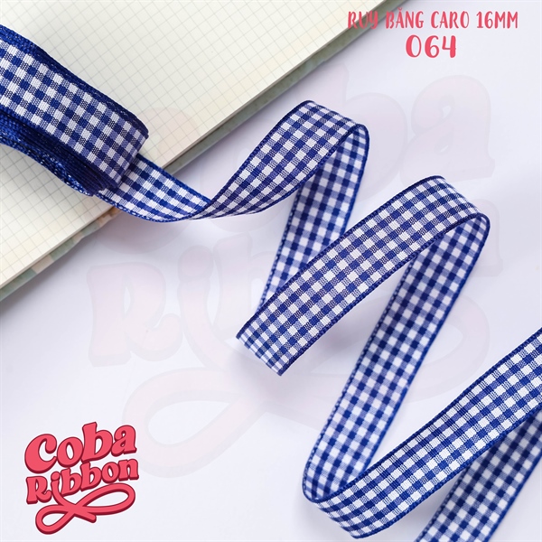 Rộng 16mm - Màu A064 - Ruy băng Caro cao cấp
