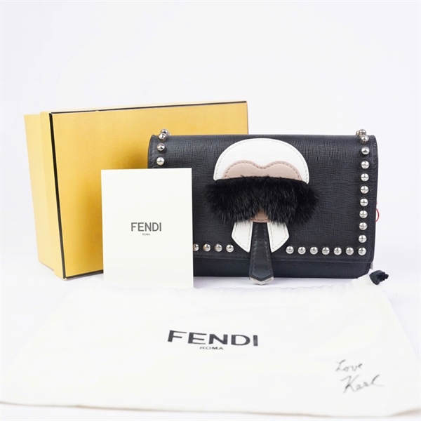 Túi Fendi đeo chéo đen in hình (8M03467MP-1880189) sz19 (A-T) KG+