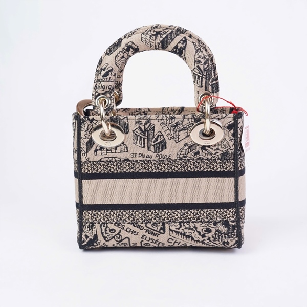 Túi Dior Lady nâu in họa tiết (50-MA-0243) szMini KG+