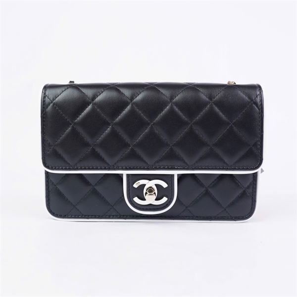 Túi Chanel đen viền trắng (GKNT8HNL) sz19 (A-T) KG+