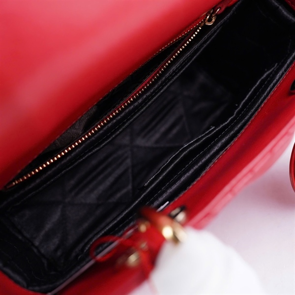 Túi Dior Lady đỏ có lót form (26-MA-1107) szS KG+