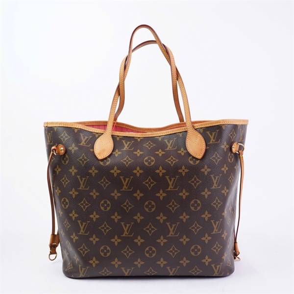 Túi LV Neverfull hoa nâu in chữ hồng kèm ví (CA1175) sz32 (BMC) KG+