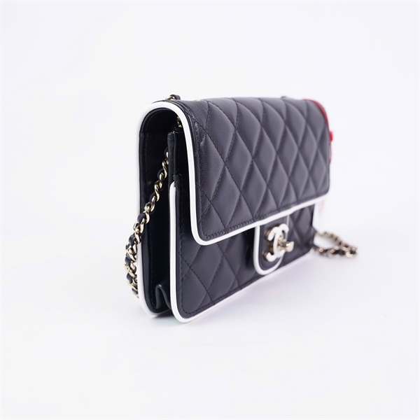 Túi Chanel đen viền trắng (GKNT8HNL) sz19 (A-T) KG+