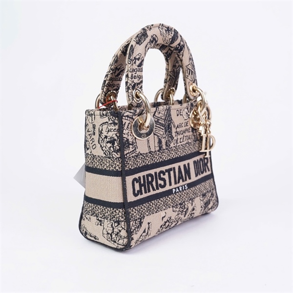 Túi Dior Lady nâu in họa tiết (50-MA-0243) szMini KG+