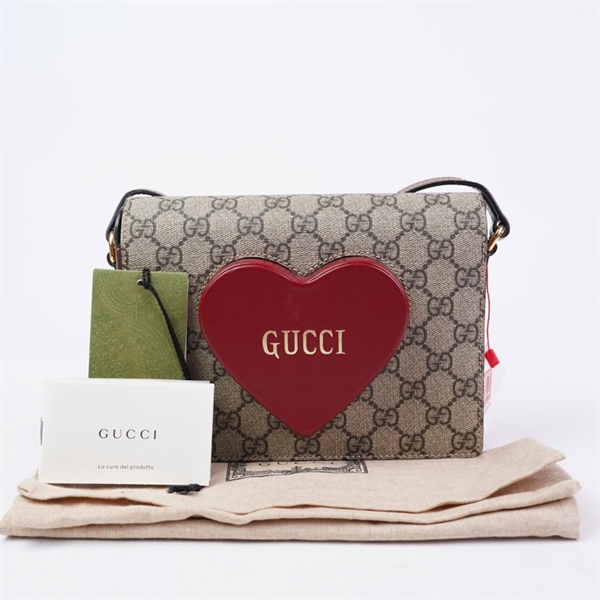Túi GG đeo chéo xám logo trái tim (637048-001998) sz20 (BMC) KG+