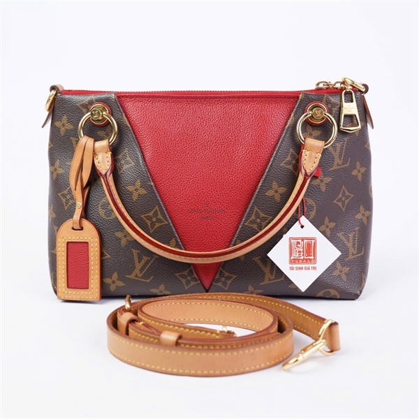 Túi LV Tote hoa nâu phối đỏ (CA0122) sz25 (BMC) KG+