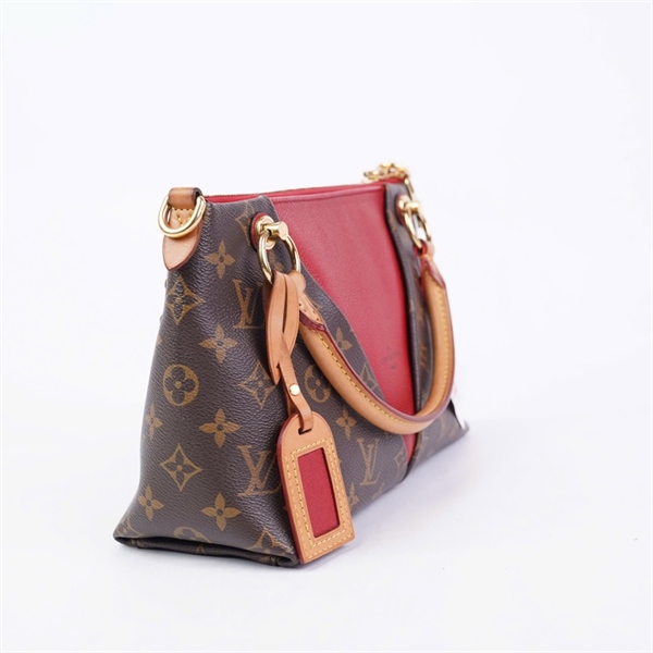 Túi LV Tote hoa nâu phối đỏ (CA0122) sz25 (BMC) KG+