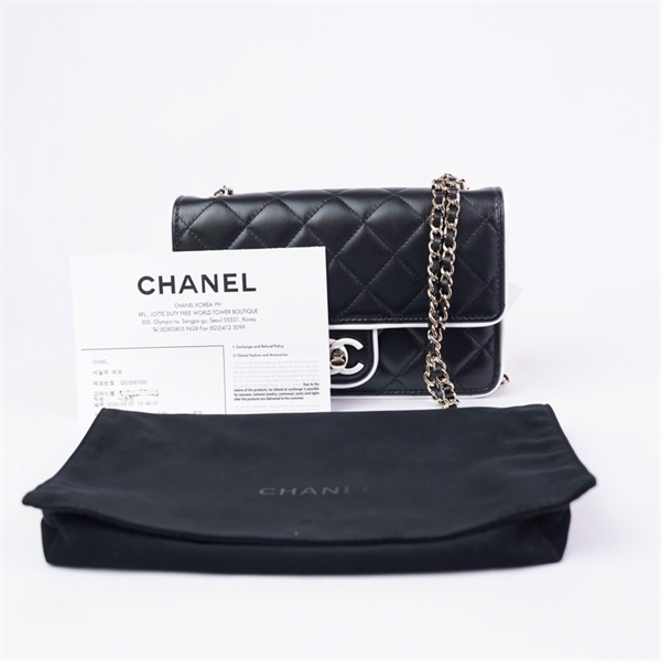 Túi Chanel đen viền trắng (GKNT8HNL) sz19 (A-T) KG+