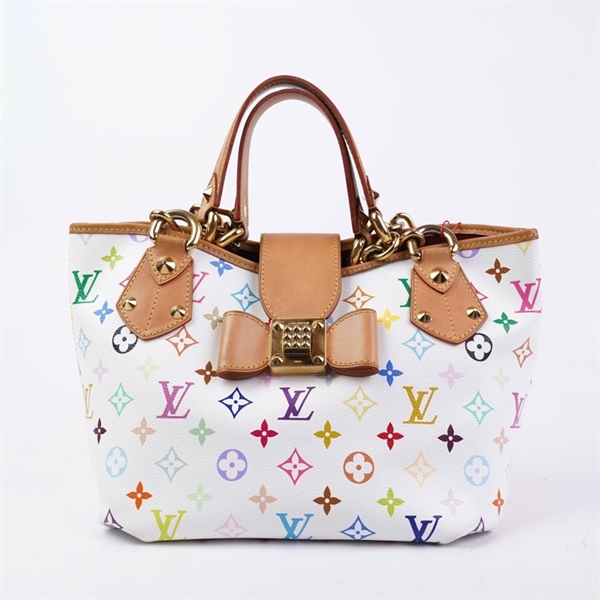 Túi LV Tote trắng hoa màu (SR4100) sz25 (HC)+