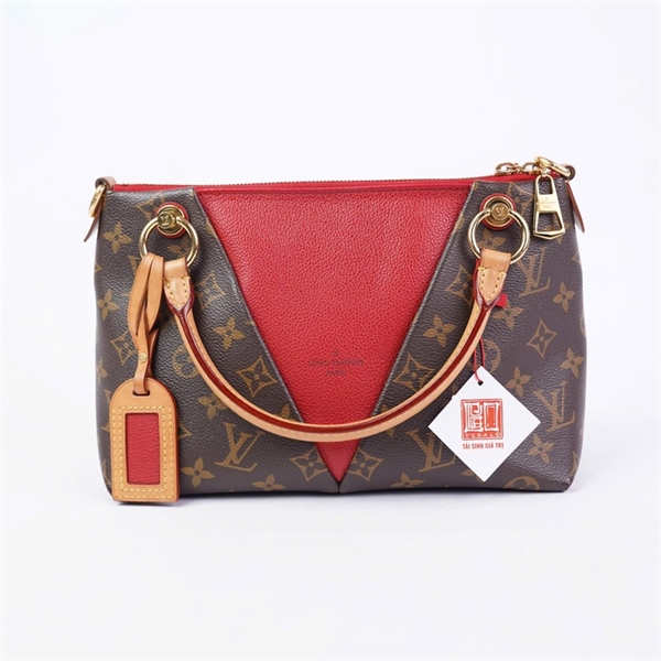 Túi LV Tote hoa nâu phối đỏ (CA0122) sz25 (BMC) KG+