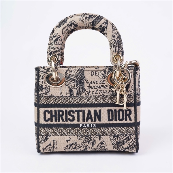 Túi Dior Lady nâu in họa tiết (50-MA-0243) szMini KG+