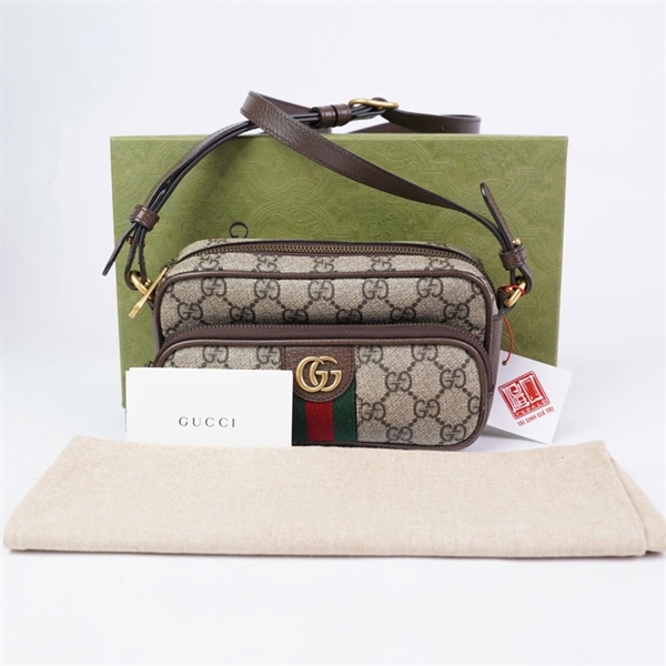 Túi GG đeo chéo xám (722557-2184) sz19 KG+