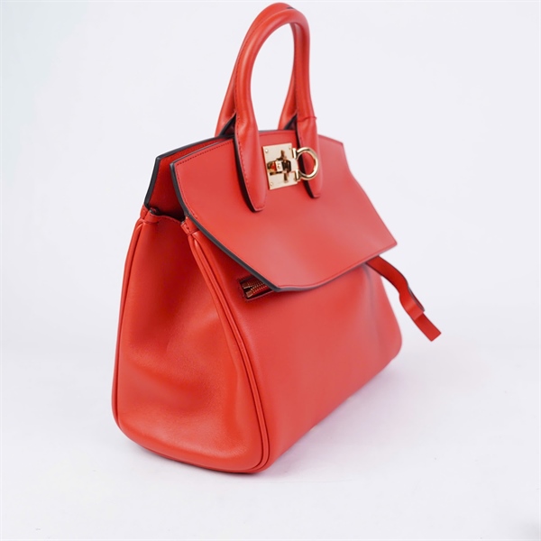 Túi Salvatore Handle đỏ ánh cam (AU-21-H159) sz28 (A-T) KG+