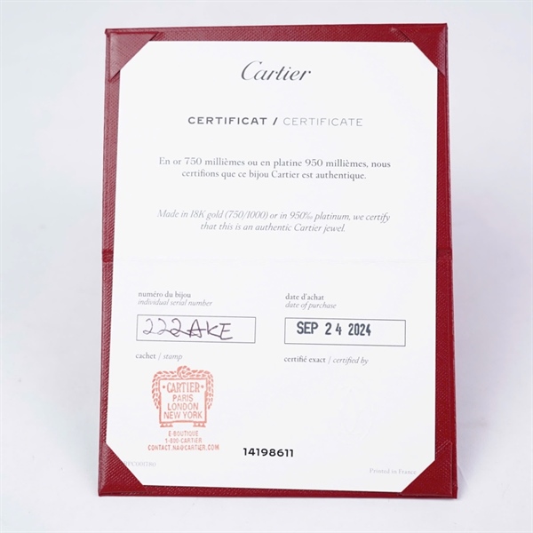 Nhẫn Carier love vàng (222AKE) sz52 (LN) KG+