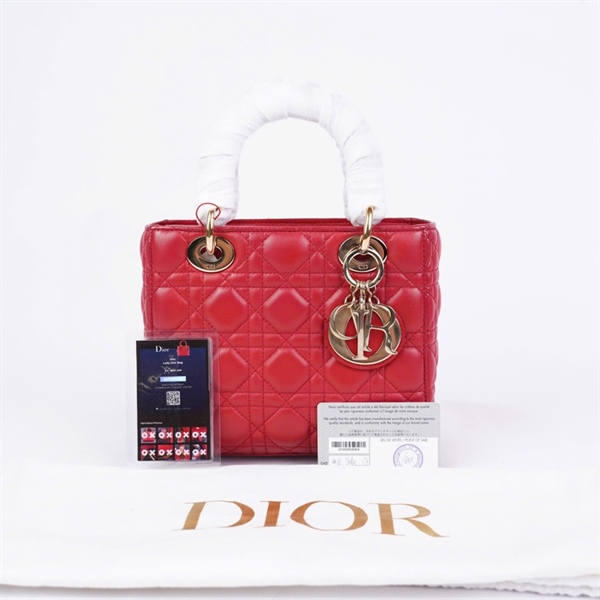 Túi Dior Lady đỏ có lót form (26-MA-1107) szS KG+