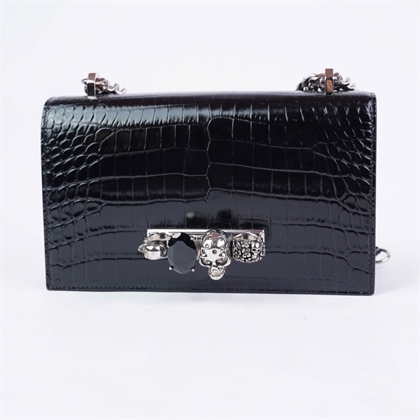 Túi Alexander MC Queen đen đính đá sz24 (LN) KG+