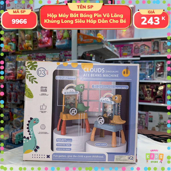 Hộp Máy Bắt Bóng Pin Vô Lăng Khủng Long Siêu Hấp Dẫn Cho Bé