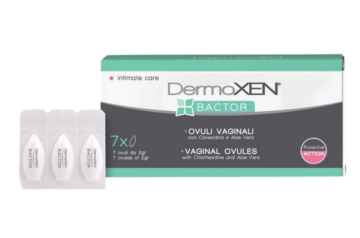 Dermoxen Bactor (Làm giảm ngứa, đỏ rát...) (Hộp 1 vỉ x 7 viên nén đặt âm đạo) - Italya