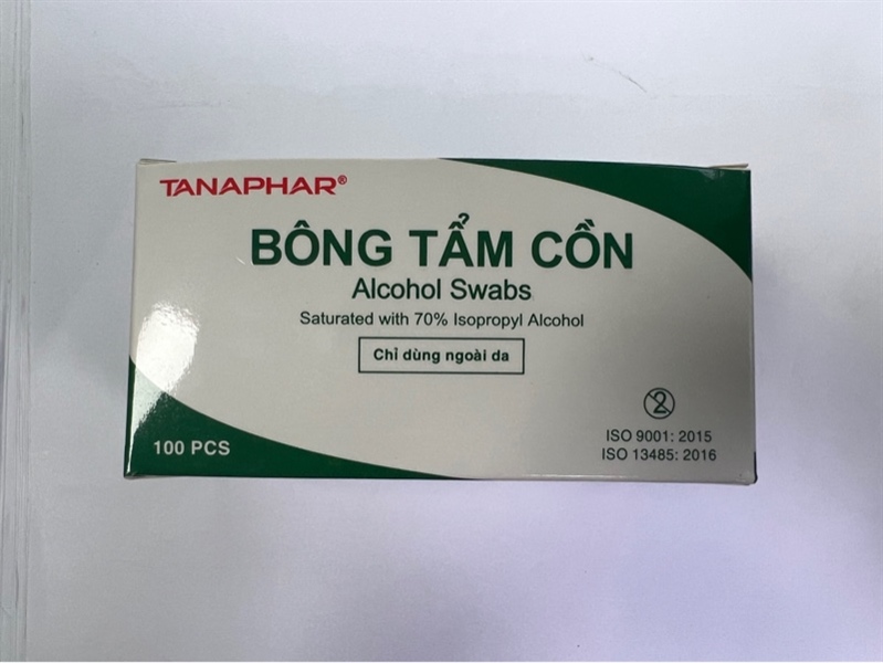 Bông tẩm cồn Tanaphar Làm sạch và khử trùng da trước tiêm (H*100cái)