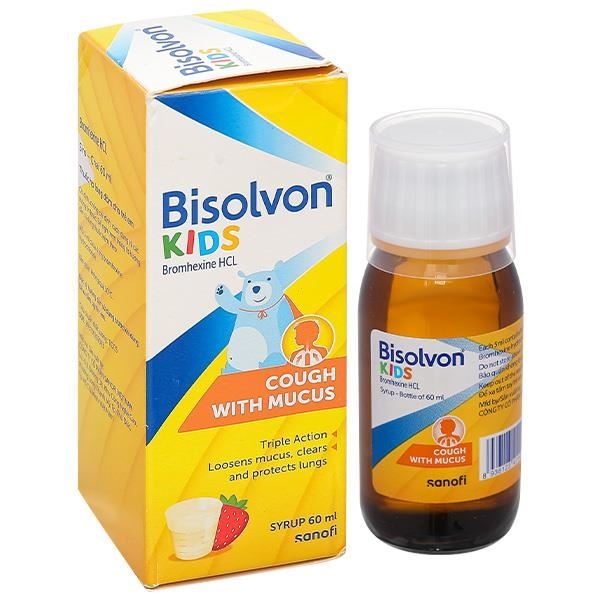 Thuốc Bisolvon kids (lọ 60ml) Sanofi - Thuốc làm loãng đờm trong các bệnh phế quản phổi cấp và mạn tính