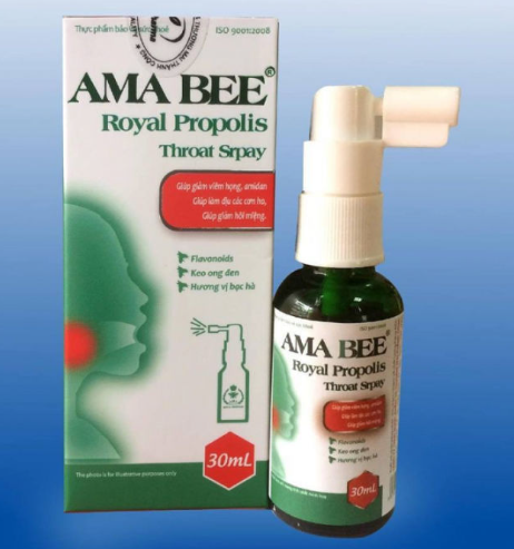 Xịt keo ong AMABEE Royal Propolis Throat Spray - Giảm ho ,long đờm hiệu quả , giảm đau họng, amidan cấp, mãn tính,.. lọ 30 ml