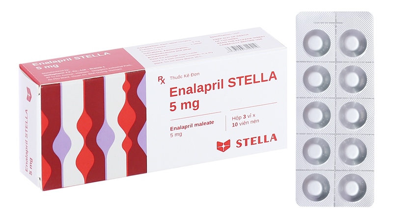 Thuốc Enalapril Stella 5mg trị tăng huyết áp, suy tim ( Hộp 3 vỉ x 10 viên)