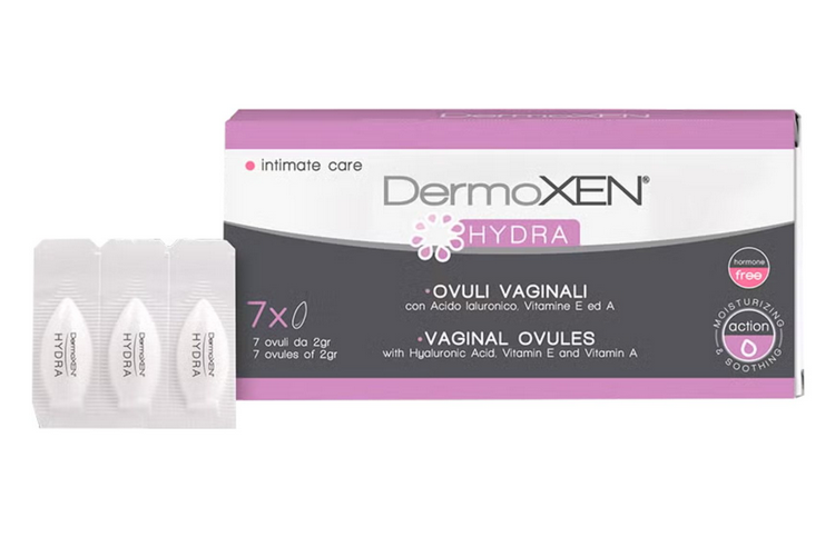 Dermoxen Hydra (Ngăn ngừa khô âm đạo) (Hộp 1 vỉ x 7 viên nén đặt âm đạo) - Italya