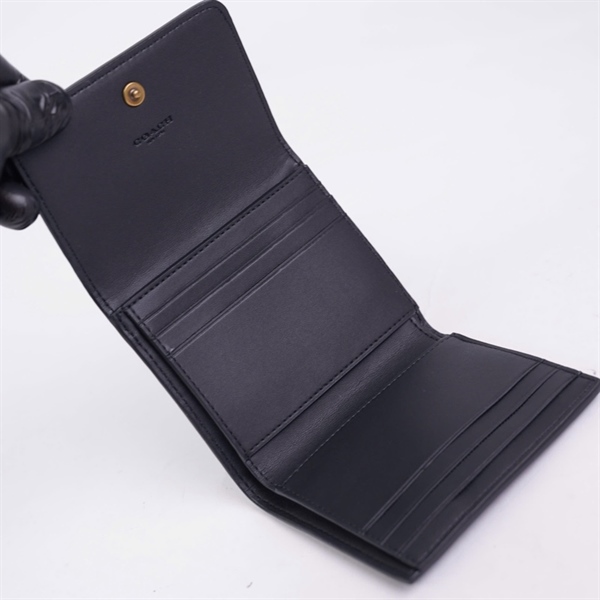 Ví Coach đen gập 3 C nhỏ KG+