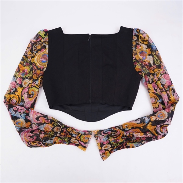 Áo thun Versace đen tay hoa (BQ) KG+