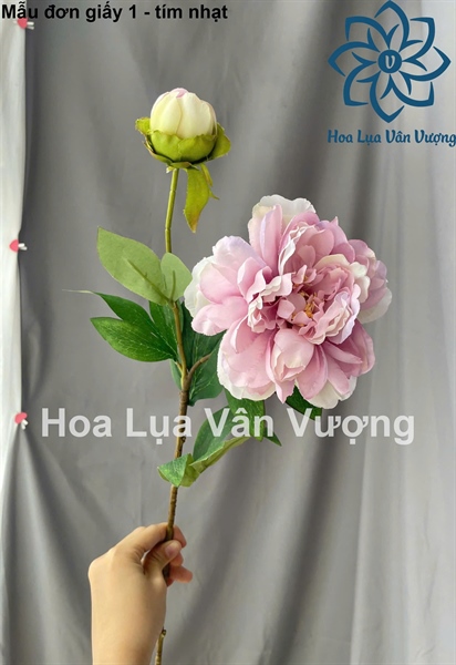 Mẫu đơn giấy 1 - tím nhạt - Hoa cành dài - Hoa Lụa Vân Vượng