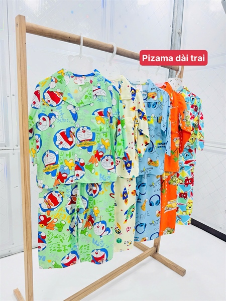 Combo 5 Bộ Tole Lanh -Tay Dài Quần Dài Cổ Pizama Bé Trai TH9