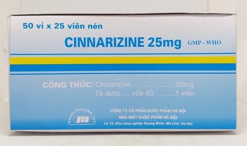 Thuốc Cinarizine 25mg- Hà Nội- Phòng say tàu xe, rối loạn tiền đình- H*50vỉ*25viên