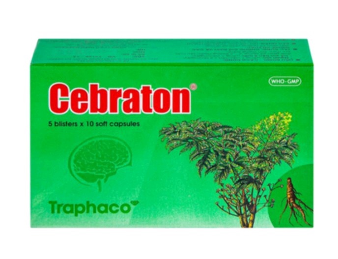 Thuốc Cebraton Traphaco tuần hoàn não (H*5vỉ*Kiện 60 hộp)