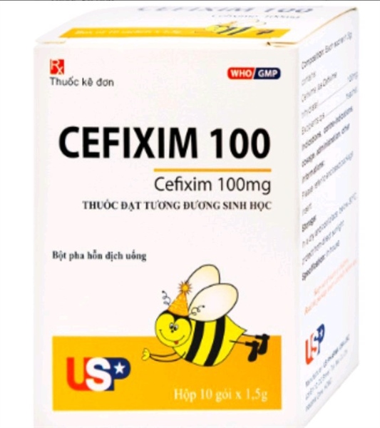 Thuốc Cefixim 100m con ong US pharma kháng sinh điều trị nhiễm khuẩn (Hộp 10 gói )