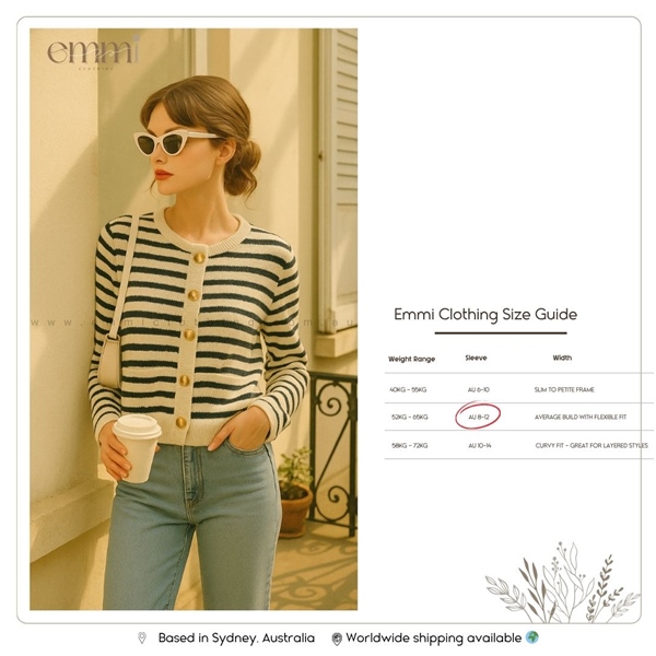 Monochrome Stripe Pearl Button Cardigan