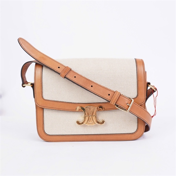 Túi Celine trắng viền nâu (F-CE-2260) sz22 (LN) KG+