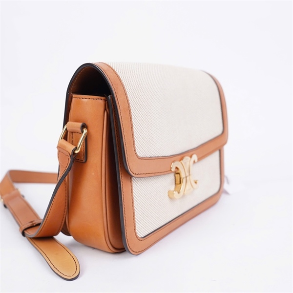 Túi Celine trắng viền nâu (F-CE-2260) sz22 (LN) KG+