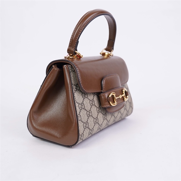 Túi GG Handle xám nắp nâu 2strap (H038986534) sz22 (HT) +