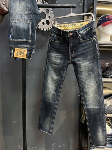 Jean QC Cao Cấp MCC-LD8091 xanh đậm was lưng in chữ