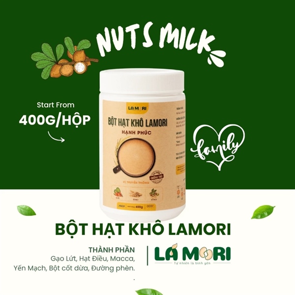 Bột hạt khô Lá Mori - Milk hạt khô có đường Hộp 400g