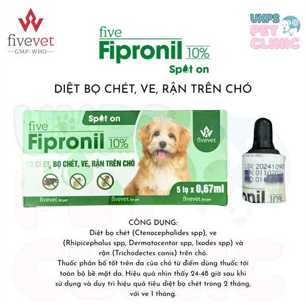 Nhỏ gáy cho chó Five-Fipronil