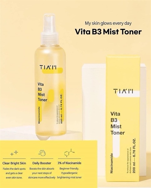Toner TIAM Vita B3 mist 200ml vàng